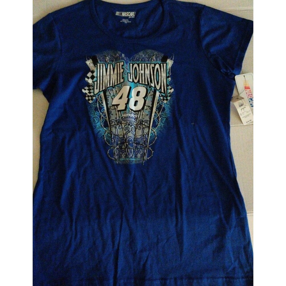 Nascar Womens Blue Jimmie Johnson Racing Shirt Driver 48 T-Shirt Sz Lg New W Tag
